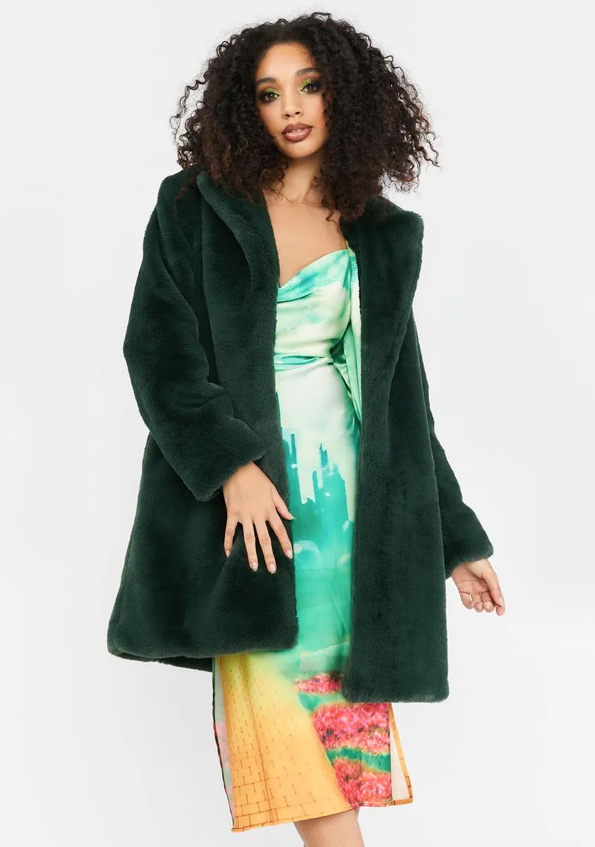 City Of Emeralds Faux Fur Coat