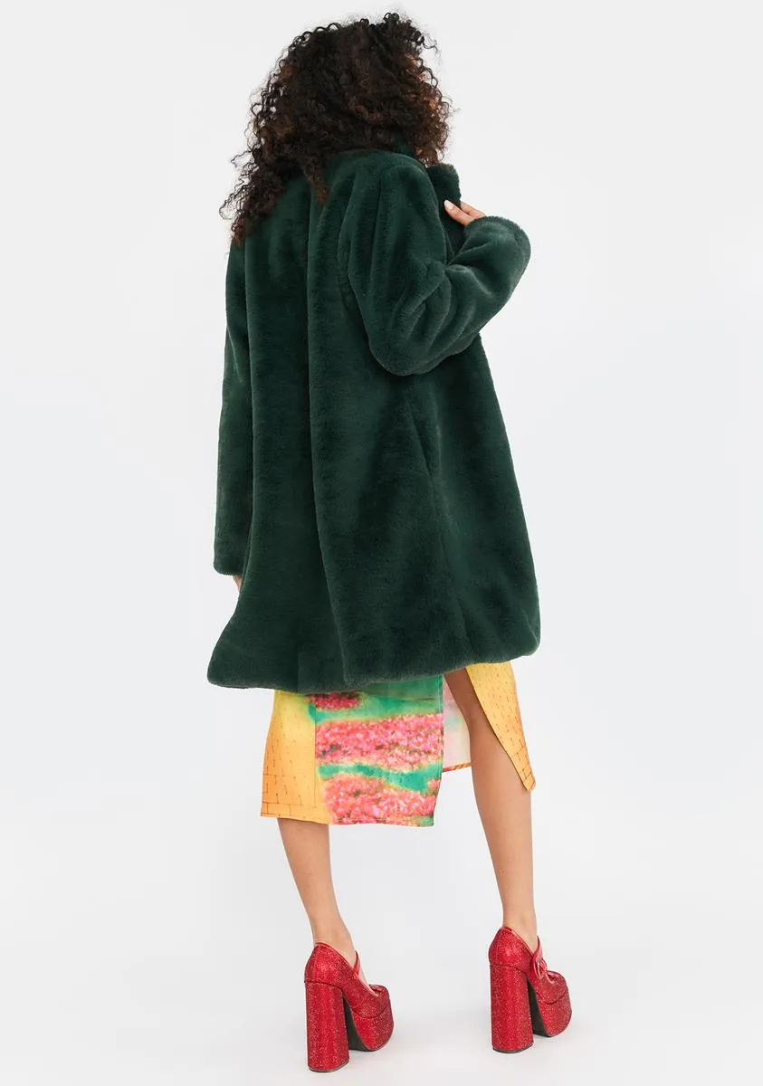 City Of Emeralds Faux Fur Coat