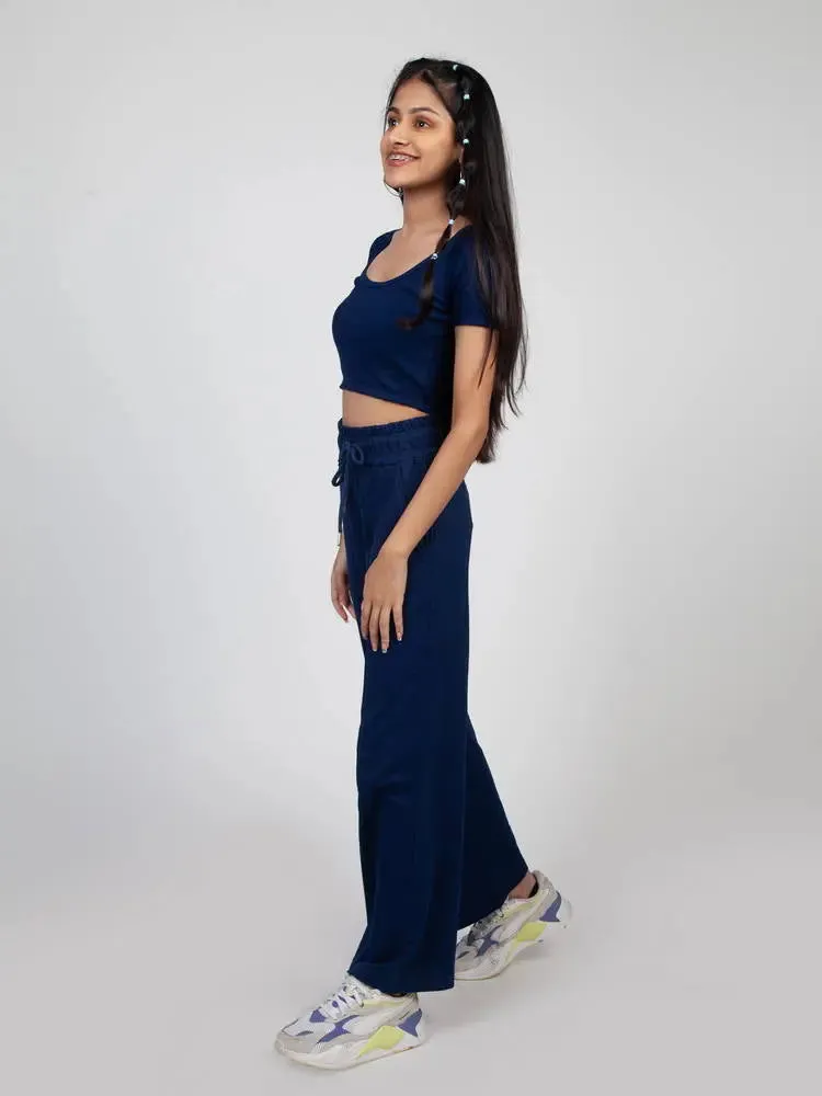 Navy Ribbed Crop Top