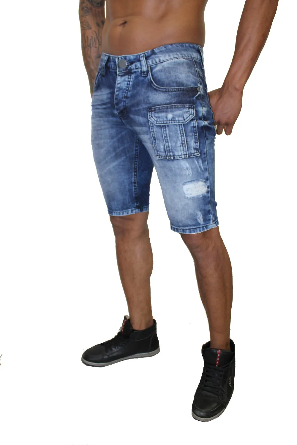 Owen Light Blue Jean Shorts With Pocket Detail