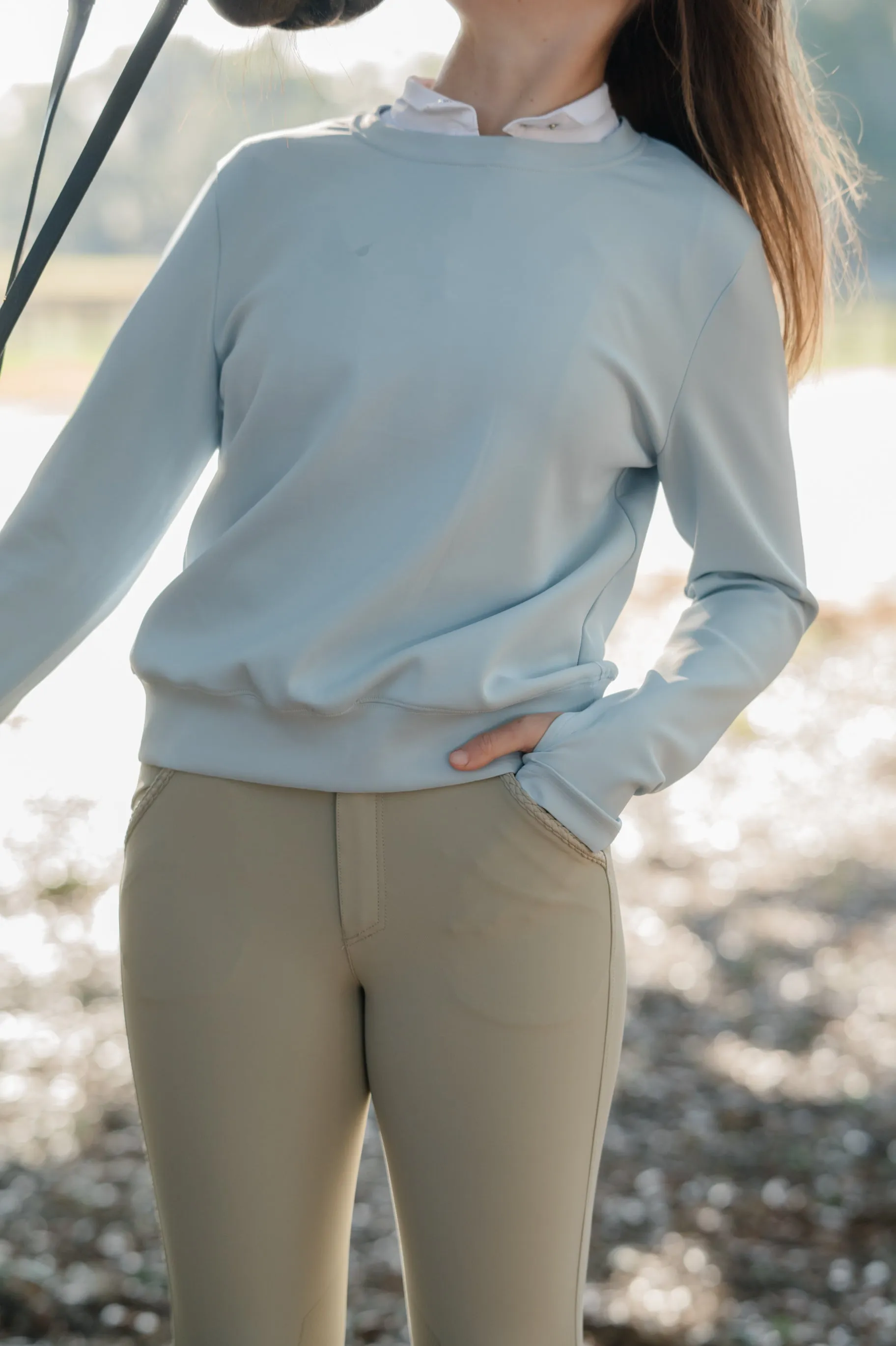 The Tie Back Leisure Crew in Pale Blue